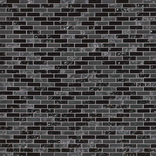 Black Gray - 5/8x2 Glissen Mosaic Solid-Color Glossy Textured Glass Tile