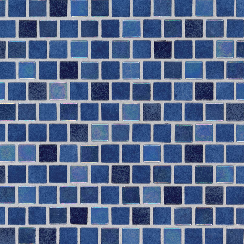 1x1 Hawaiian Mosaic Solid-Color Glossy Smooth Glass Tile Dark Blue