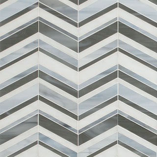 12x12 Urban Chevron Mosaic Mixed-Color Glossy Textured Glass Tile