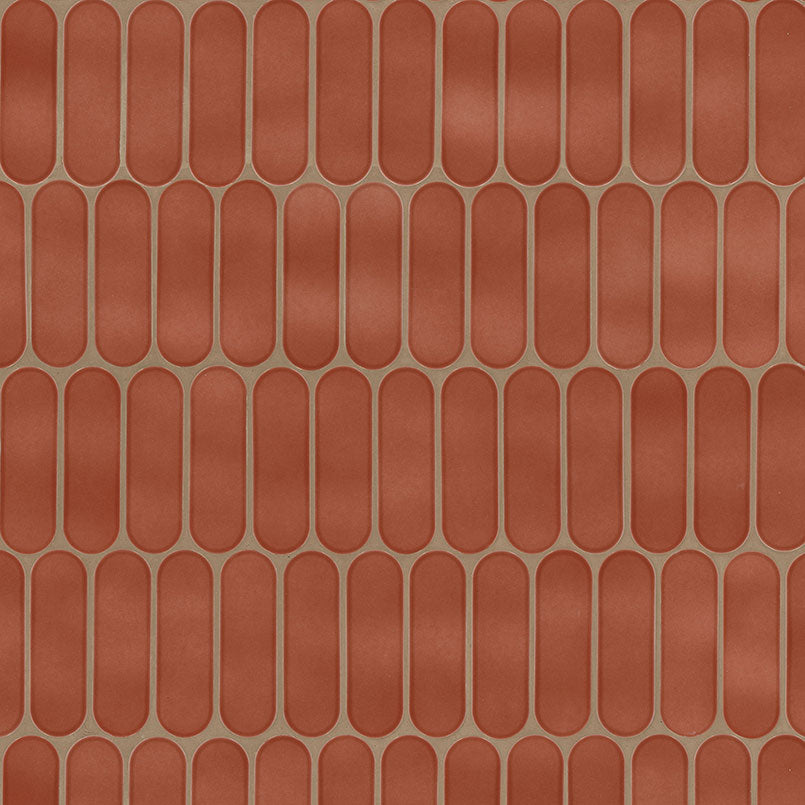 12x12 Terra Oval Solid-Color Glossy Smooth Glass Tile Pink Terracota