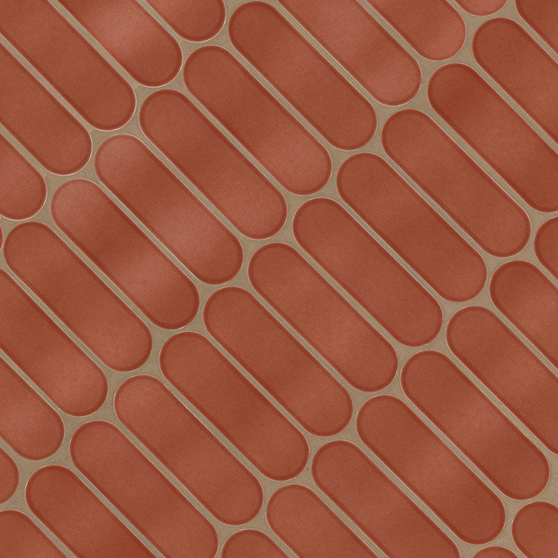 12x12 Terra Oval Solid-Color Glossy Smooth Glass Tile Pink Terracota