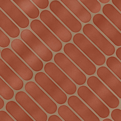 12x12 Terra Oval Solid-Color Glossy Smooth Glass Tile Pink Terracota