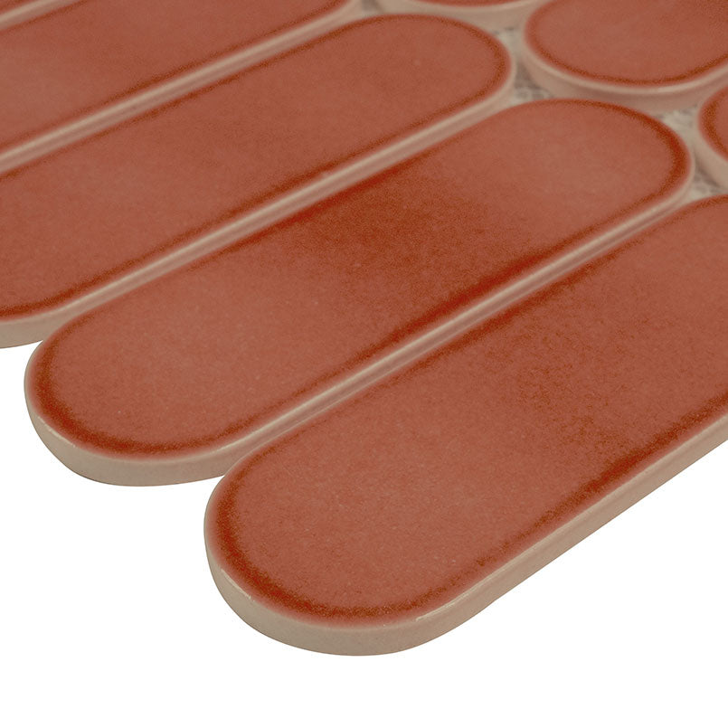 12x12 Terra Oval Solid-Color Glossy Smooth Glass Tile Pink Terracota