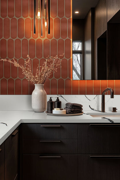 12x12 Terra Oval Solid-Color Glossy Smooth Glass Tile Pink Terracota