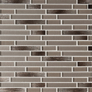 12x12 Champagne Mosaic Metallic-Look Glossy Textured Glass Tile