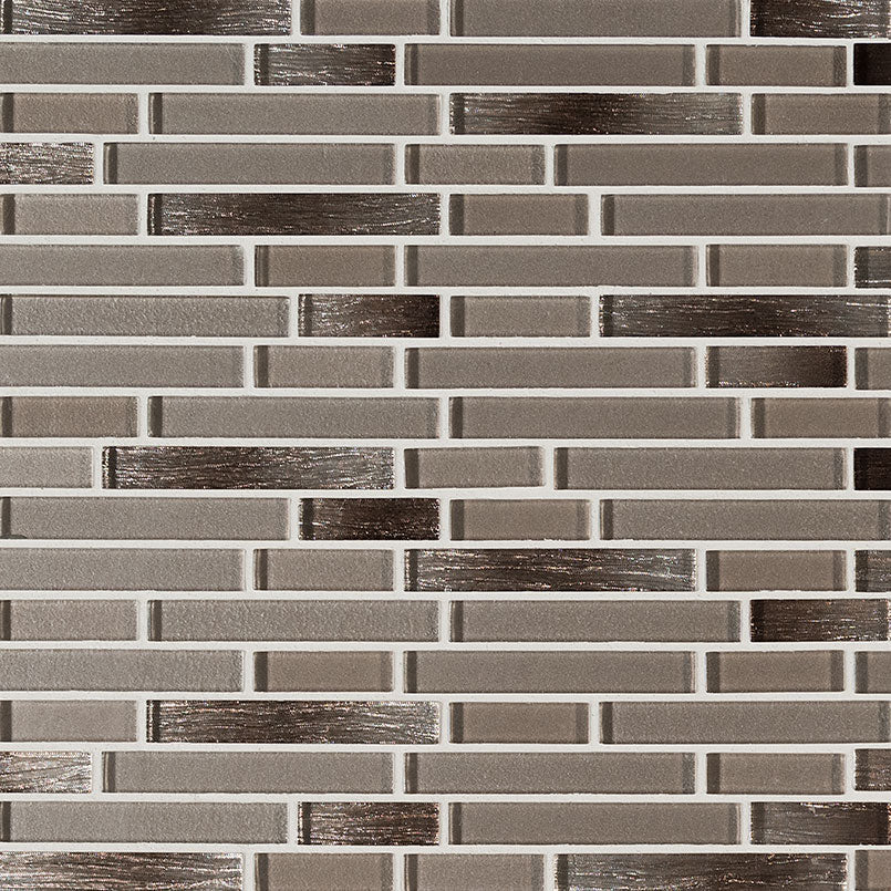 12x12 Champagne Mosaic Metallic-Look Glossy Textured Glass Tile Taupe Brown