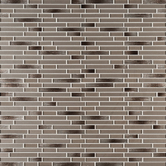 12x12 Champagne Mosaic Metallic-Look Glossy Textured Glass Tile