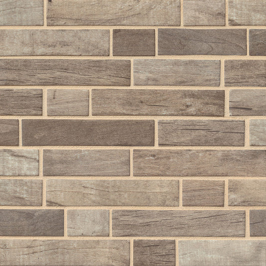 12x12 Driftwood Patterned Wood-Look Matte Smooth Glass Tile Beige Brown