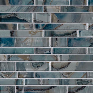 12x12 Night Mosaic Marble-Look Glossy Smooth Glass Tile