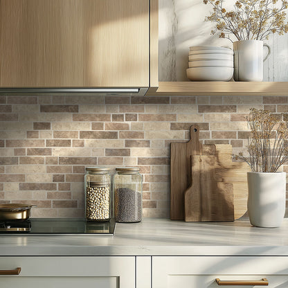 12x12 Sandhills Mosaic Stone-Look Matte Smooth Glass Tile Brown Beige