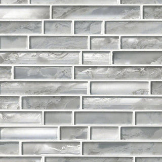 12x12 Silver Mosaic Metallic-Look Glossy Smooth Glass Tile
