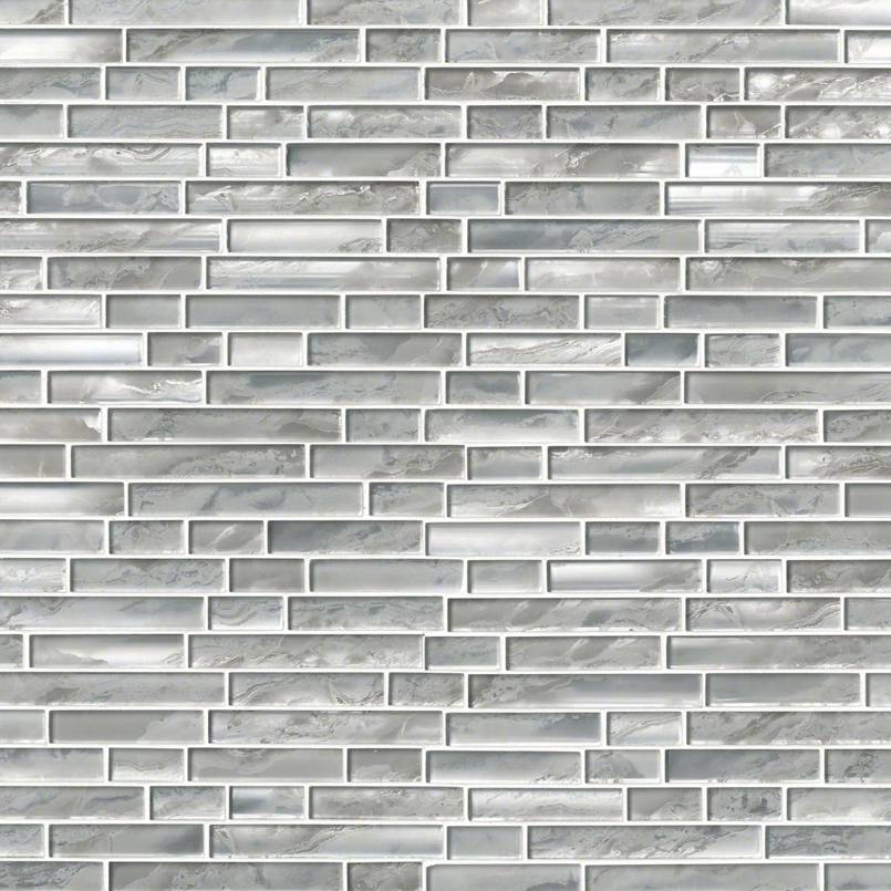 12x12 Silver Mosaic Metallic-Look Glossy Smooth Glass Tile Gray Silver