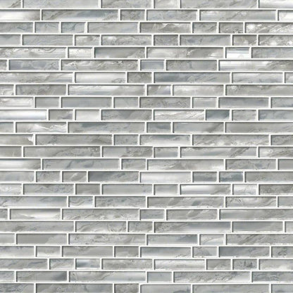 12x12 Silver Mosaic Metallic-Look Glossy Smooth Glass Tile Gray Silver