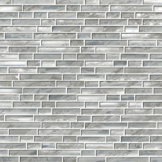 12x12 Silver Mosaic Metallic-Look Glossy Smooth Glass Tile
