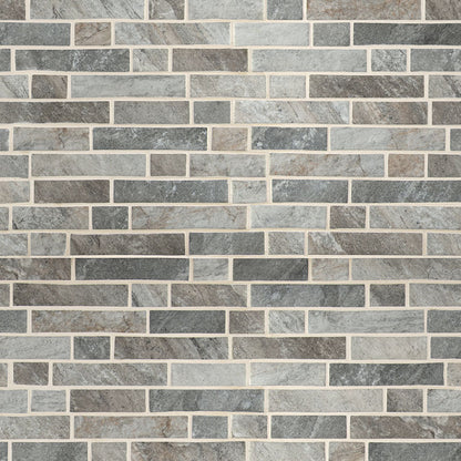 12x12 Stonella Mosaic Stone-Look Matte Smooth Glass Tile Gray Beige