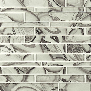 Gray Brown - 12x12 Super Nova Mosaic Stone-Look Glossy Smooth Glass Tile