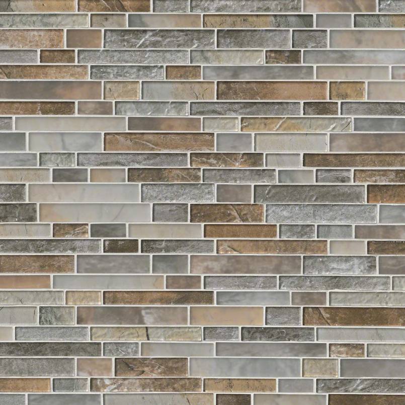 12x12 Taos Mosaic Stone-Look Glossy Smooth Glass Tile Gray Brown
