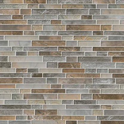 12x12 Taos Mosaic Stone-Look Glossy Smooth Glass Tile Gray Brown