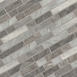 Gray Beige - 12x12 Tarvos Mosaic Stone-Look Matte Smooth Glass Tile