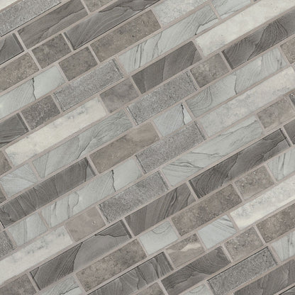 12x12 Tarvos Mosaic Stone-Look Matte Smooth Glass Tile Gray Beige
