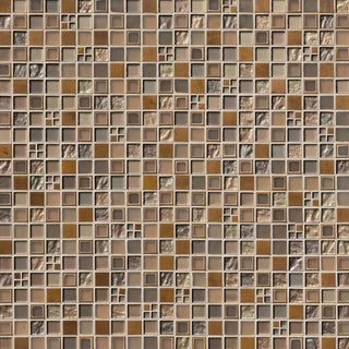 Brown Bronze - 12x12 Manhattan Mosaic Metallic-Look Metallic Textured Glass Tile
