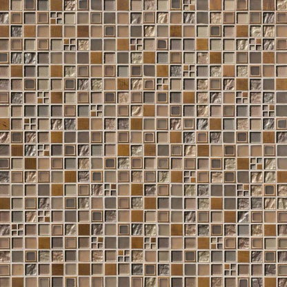 12x12 Manhattan Mosaic Metallic-Look Metallic Textured Glass Tile Brown Bronze