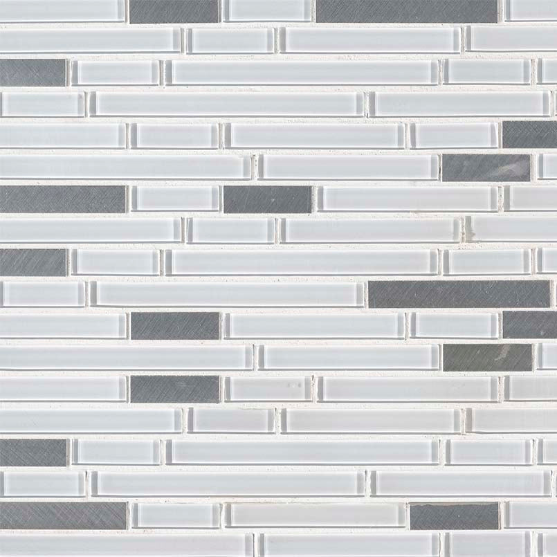 12x12 Lucid Mosaic Metallic-Look Metallic Textured Glass Tile White Gray