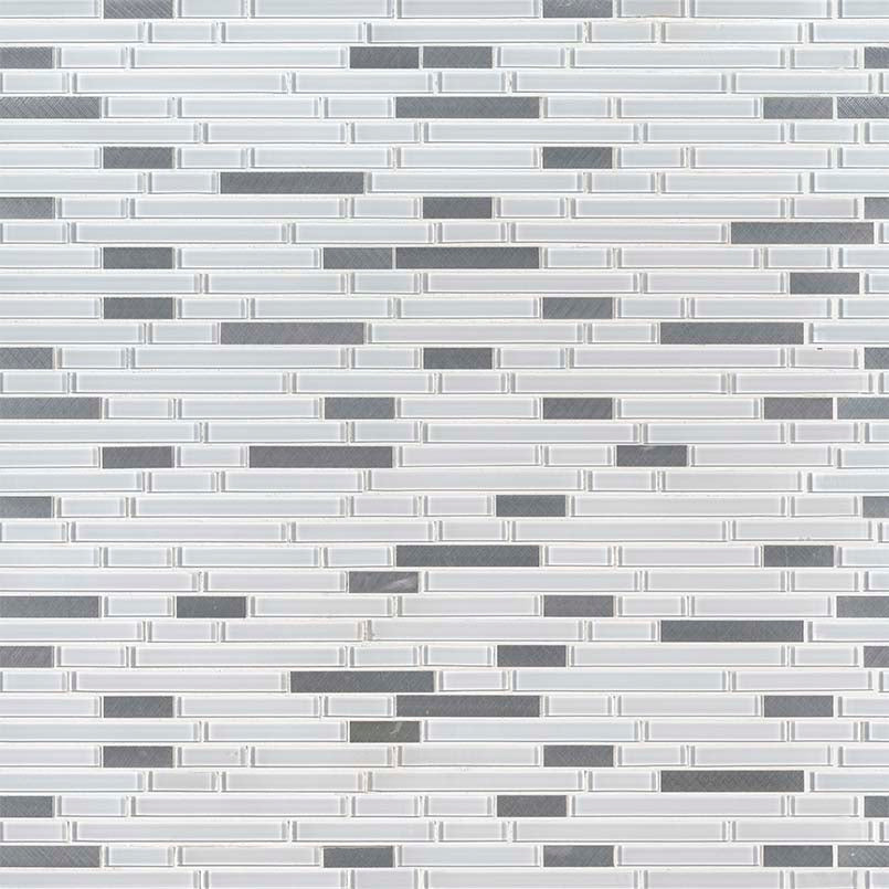12x12 Lucid Mosaic Metallic-Look Metallic Textured Glass Tile White Gray