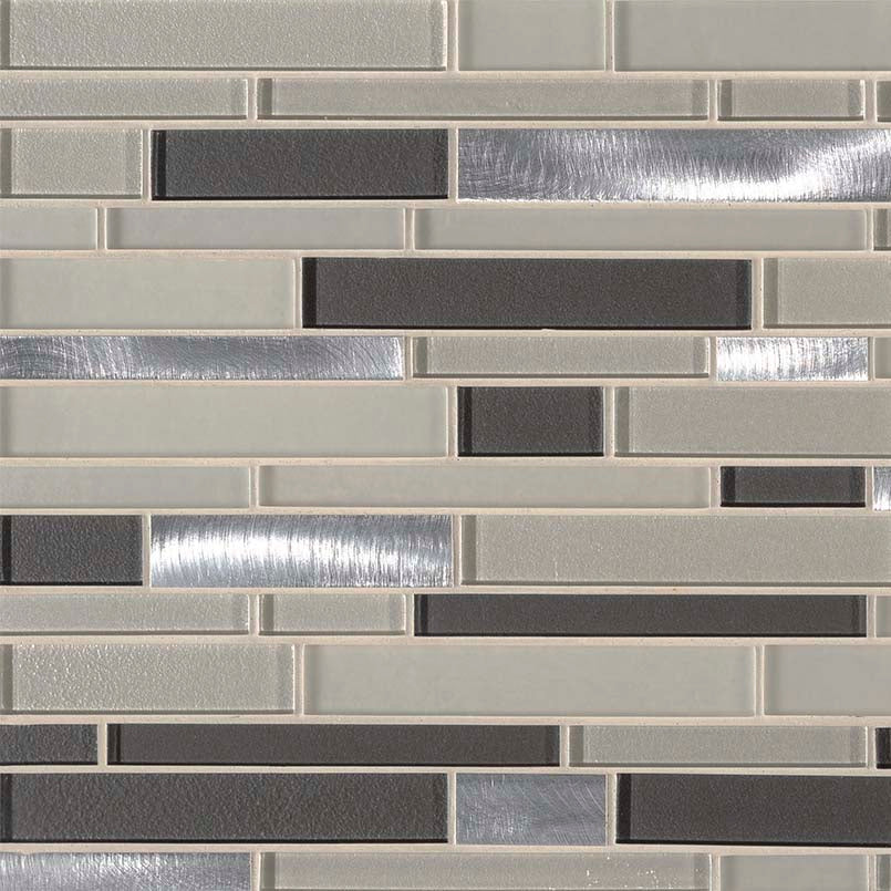 12x12 Urbanka Mosaic Metallic-Look Glossy Textured Glass Tile Beige Brown