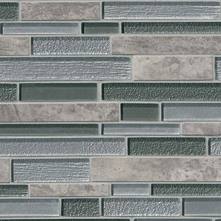 12x12 Smoky Mosaic Stone-Look Glossy Textured Porcelain Tile