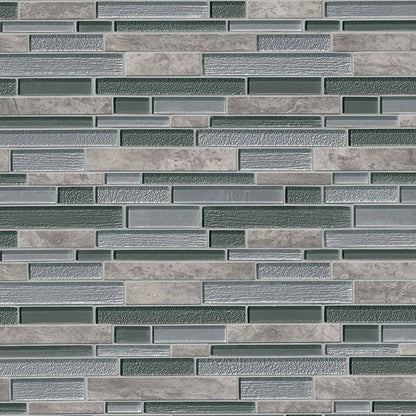 12x12 Smoky Mosaic Stone-Look Glossy Textured Porcelain Tile Black Gray
