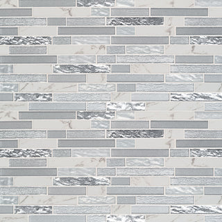 Beige Silver - 12x12 Whistler Mosaic Metallic-Look Metallic Textured Porcelain Tile