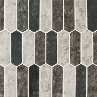 12x12 Urban Picket Mosaic Stone-Look Matte Smooth Glass Tile