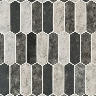 Gray Black - 12x12 Urban Picket Mosaic Stone-Look Matte Smooth Glass Tile