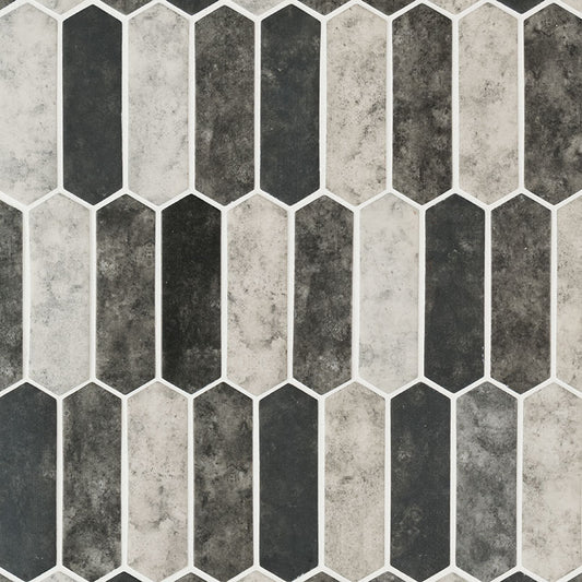 12x12 Urban Picket Mosaic Stone-Look Matte Smooth Glass Tile