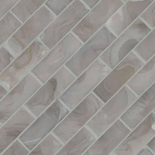 2x6 Opalina Patterned Marble-Look Matte Smooth Glass Tile