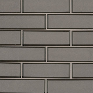 2x6 Champagne Patterned Solid-Color Glossy Beveled Glass Tile