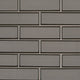 2x6 Champagne Patterned Solid-Color Glossy Beveled Glass Tile Medium Gray