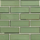 2x6 Evergreen Patterned Solid-Color Glossy Beveled Glass Tile Olive Green