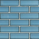 2x6 Haiku Solid-Color Glossy Beveled Glass Tile Medium Blue