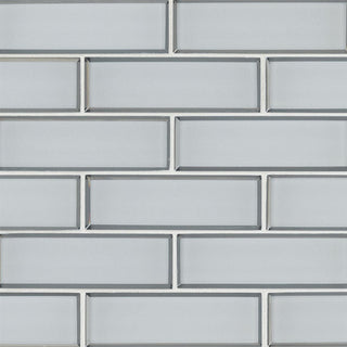2x6 Ice Patterned Solid-Color Glossy Beveled Glass Tile