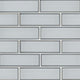 2x6 Ice Patterned Solid-Color Glossy Beveled Glass Tile Light Gray