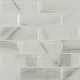 2x6 Ivory Patterned Marble-Look Glossy Beveled Glass Tile White Gray