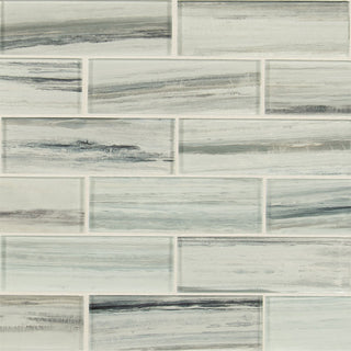 Beige Green - 2x6 Malta Patterned Natural-Look Matte Smooth Glass Tile