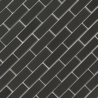 Dark Gray - 2x6 Metallic Mosaic Metallic-Look Glossy Beveled Glass Tile