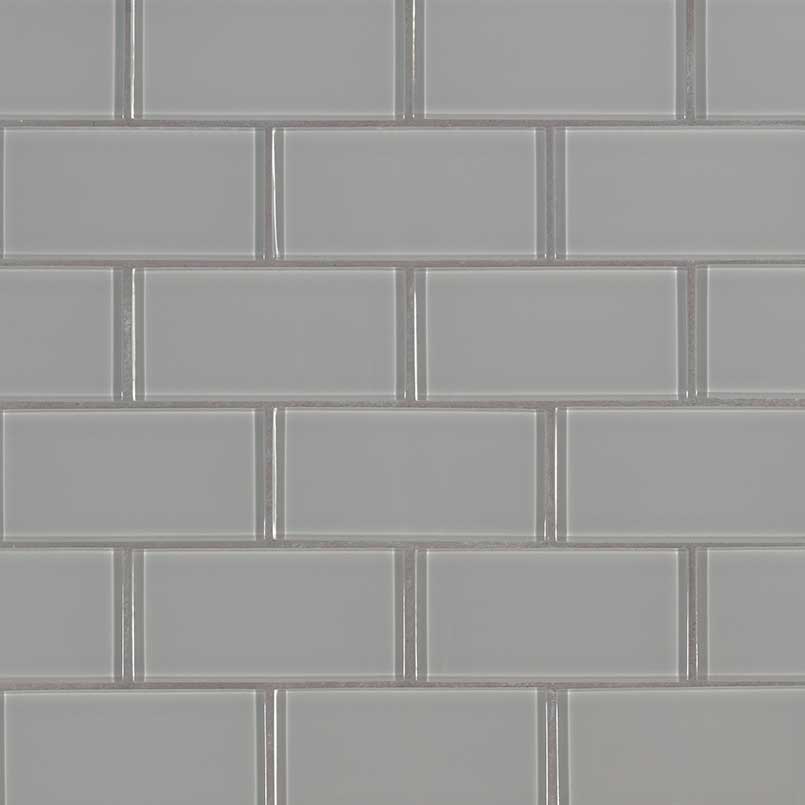 2x4 Oyster Patterned Solid-Color Matte Smooth Glass Tile Light Gray
