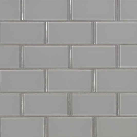 2x4 Oyster Patterned Solid-Color Matte Smooth Glass Tile Light Gray