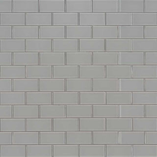 Light Gray - 2x4 Oyster Patterned Solid-Color Matte Smooth Glass Tile