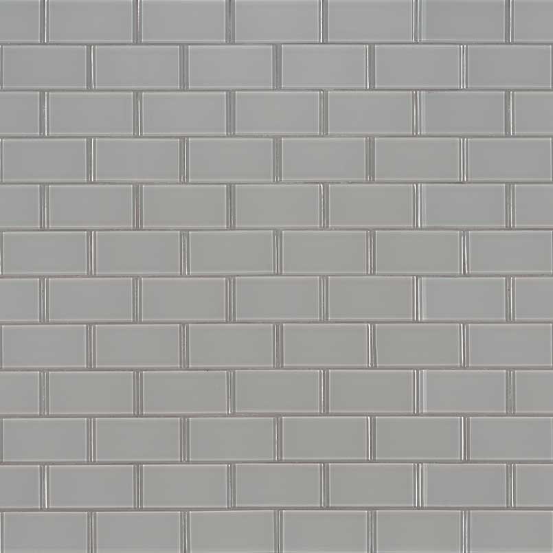 2x4 Oyster Patterned Solid-Color Matte Smooth Glass Tile Light Gray
