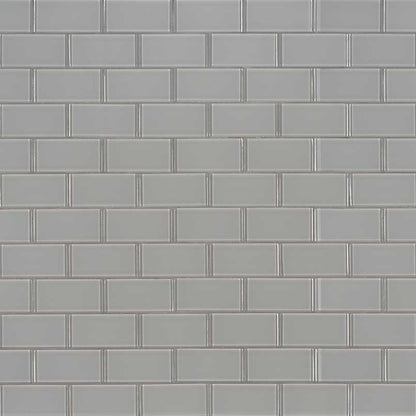 2x4 Oyster Patterned Solid-Color Matte Smooth Glass Tile Light Gray